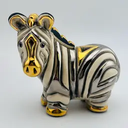 Artesania Rinconada Baby Zebra #717 Silver Anniversary Platinum & 18K Gold Figurine 3.5”