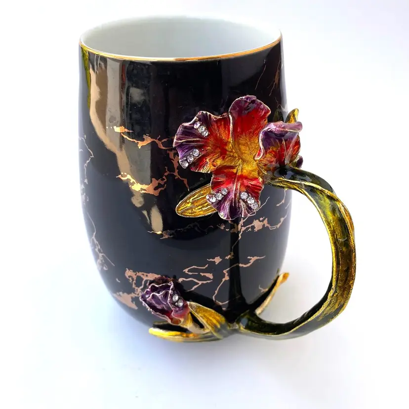Enamel Floral Ceramic Mug