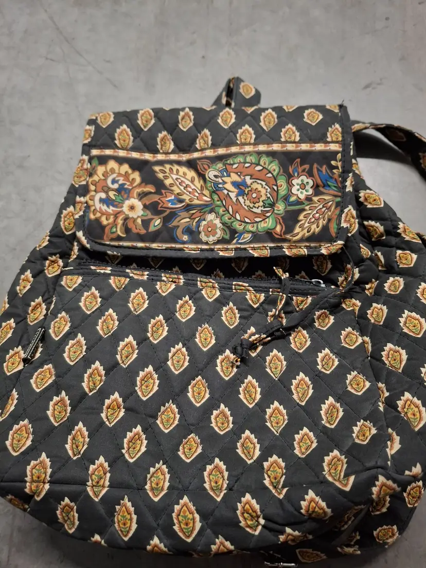 Vintage Maggib Quilted Cotton Backpack With Floral Patterns & Drawstring Closure
