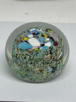 David Van Noppen Signed and Dated Colorful Paperweight With Controlled Bubbles