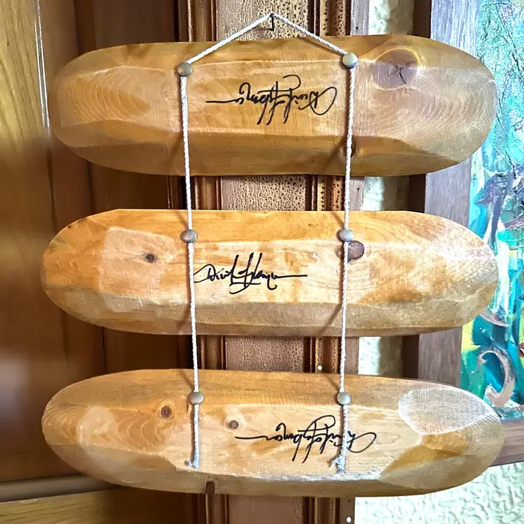 David Frykman Fish Wall Art Carved Wood 3 Pcs Strung Together 3 Signatures Cottage Core Cabin Man Cave Rec Room wall Hanging