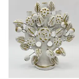 Mexican Folk Art Pottery Tree of Life Candleholder “Árbol de la Vida”