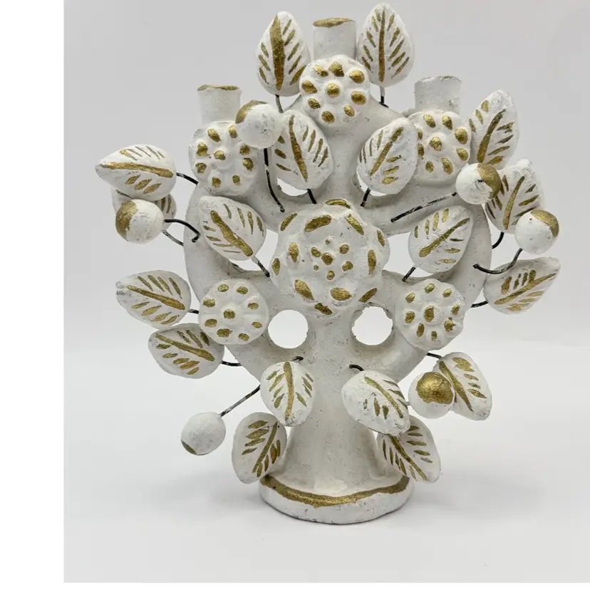 Mexican Folk Art Pottery Tree of Life Candleholder “Árbol de la Vida”