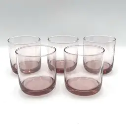 Libbey Pink Plum Glasses Low Ball Flat Metropolitan Juice Lowball Set Of 5