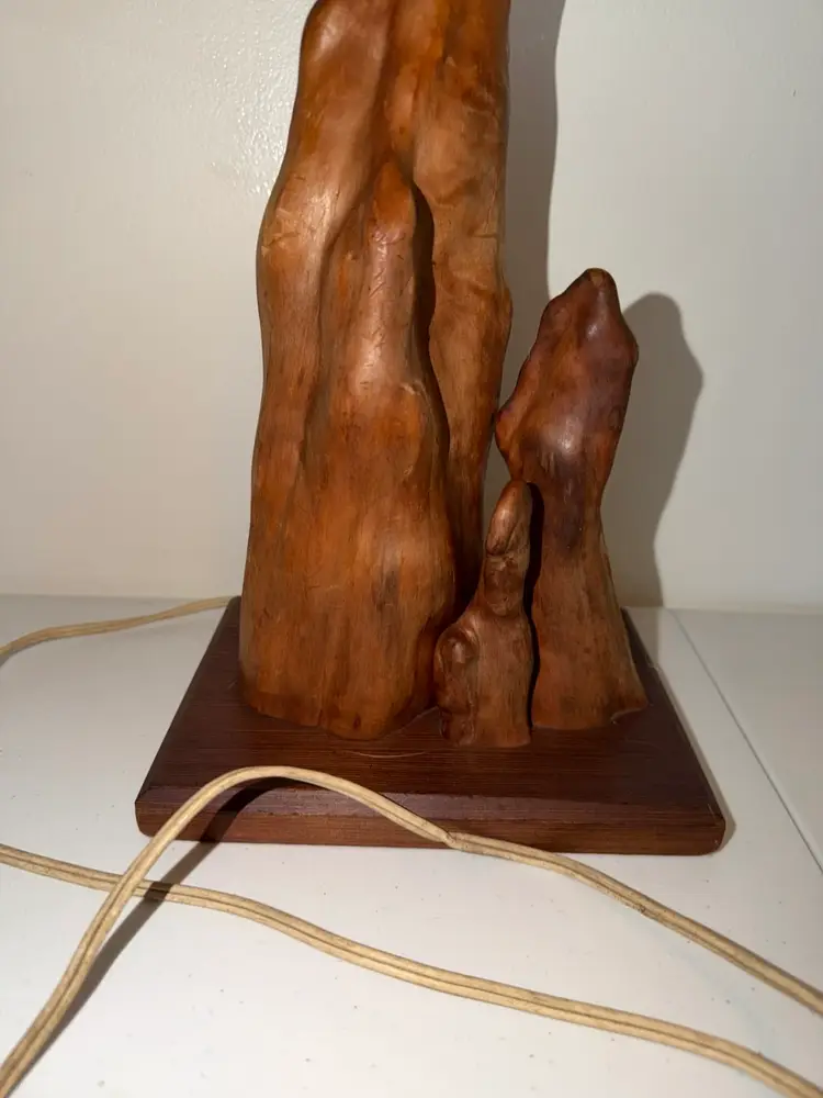 Vintage Mid-Century Modern Driftwood Cypress Lamp 12.5” Tall, Tested, No Shade