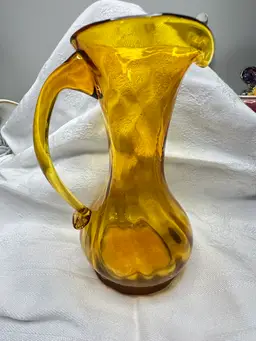 Glass Pitcher Golden Hand Blown