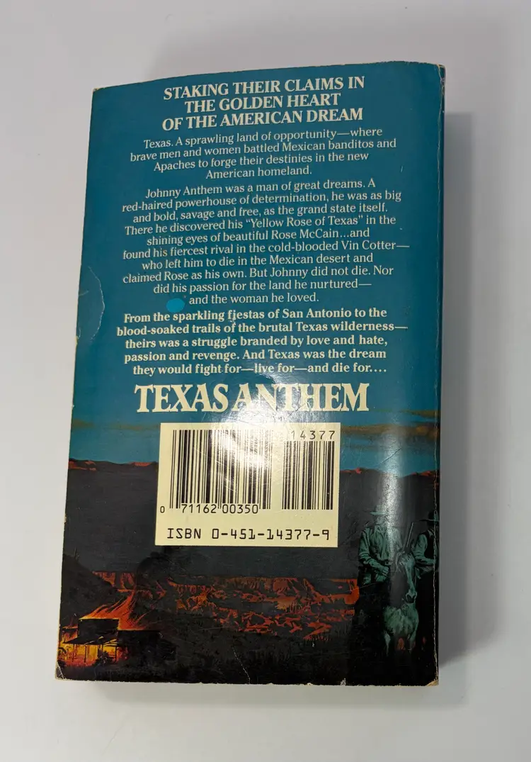 Vintage ‘Texas Anthem’ by James Reno Signet Paperback 1986