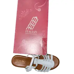 $60 Italian Shoemaker Sandal Women 10 White Avani Floral Thong Wedge