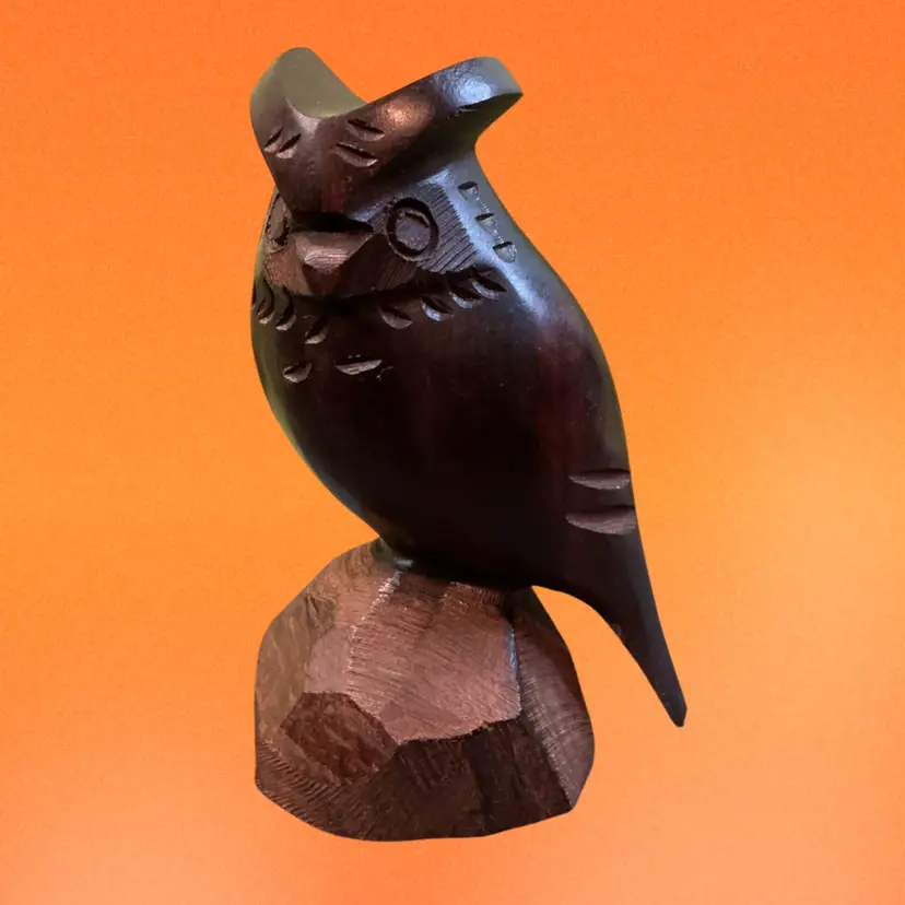 Mid-Century Seri Ironwood Owl - Hand-Carved Desert Ironwood w/ Vintage Mexico Seal