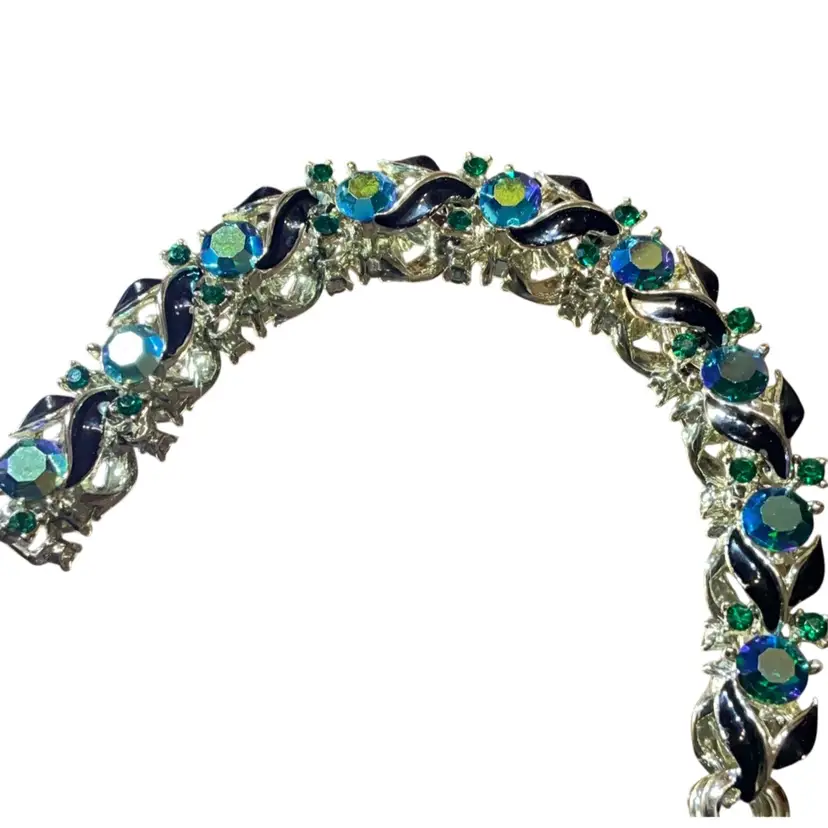 Lisner Bracelet With AB Crystals In Blue Green Color