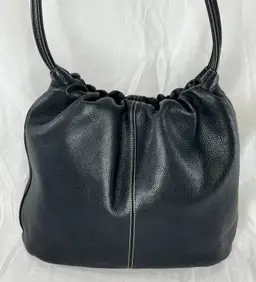 Vintage Fossil Black Leather Pebbled Shoulder Bag Hobo Classic Slouchy Minimalist Handbag