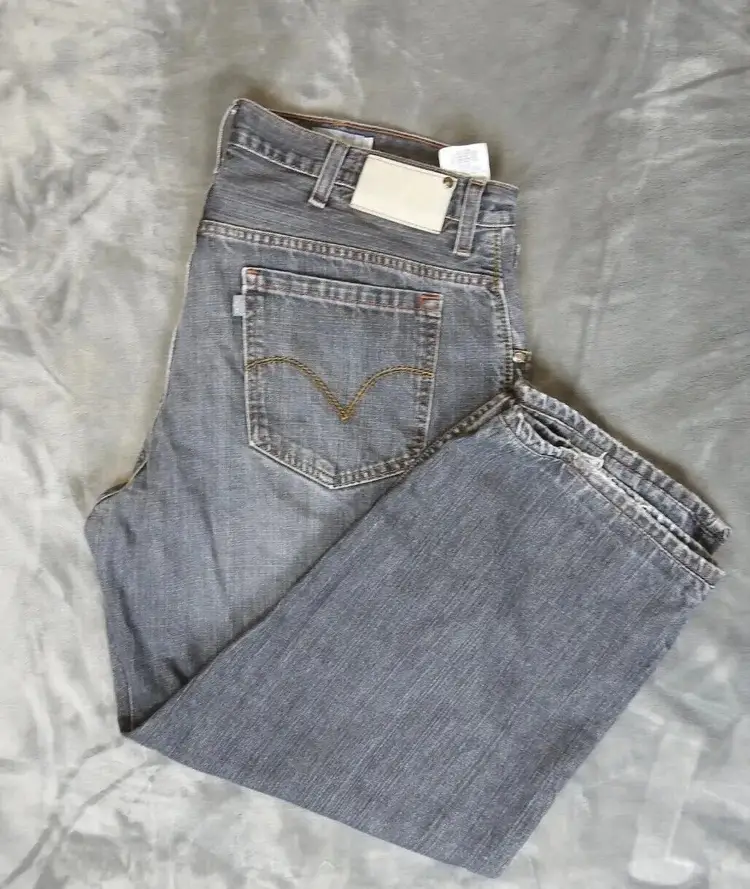 Vintage Silver Tab Baggy Denim Jeans Straight Pants Black Acid Was.  40"W-28-1/2"L