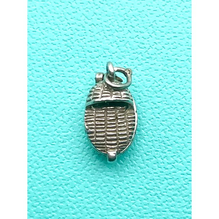 Vintage Wicker Baby Basket Opening to Baby Moses Sterling Silver Charm