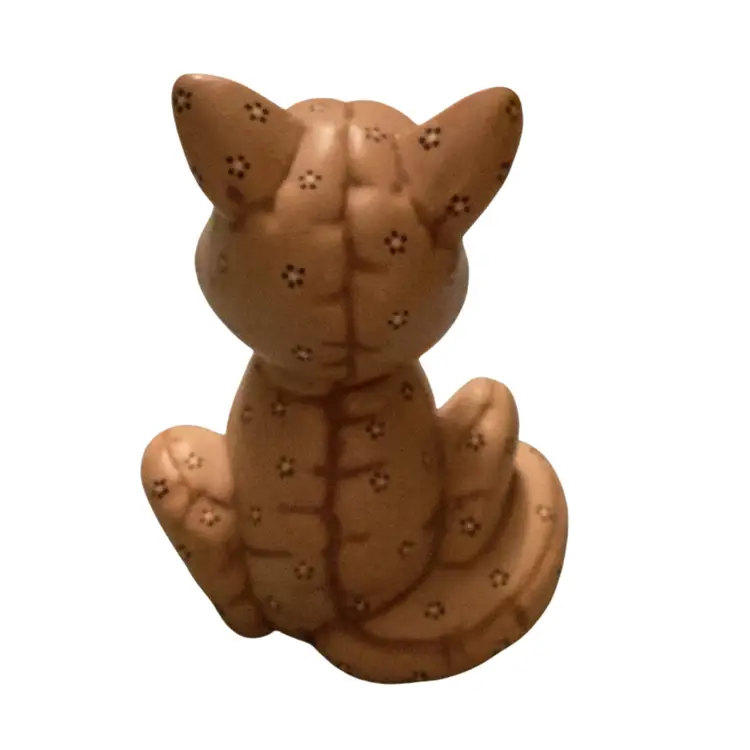 #01 - 7” Tall Brown Flowered Kitty Kat