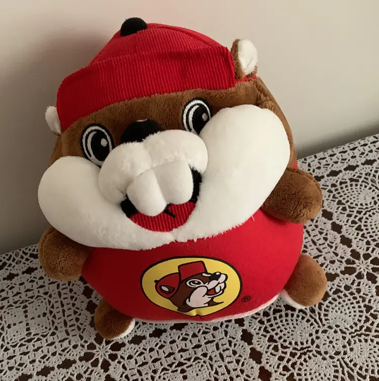 Buc-ees Beaver Mascot Stuffed Toy 7 Inch Fat Round Ball Squishy Long Tail Cute