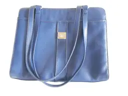 NWOT Vintage Liz Claiborne Blue Leather Satchel Handbag Purse Macy's 2006