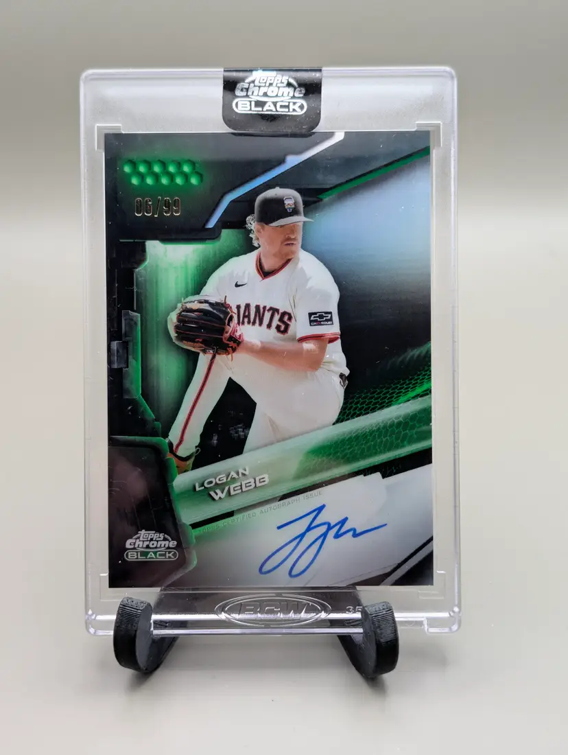 Logan Webb #/99 2026 Topps Chrome Black Green Refractor Chrome Black Autographs - San Francisco Giants - (B-3)