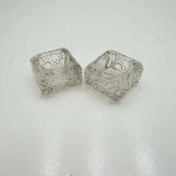 Pair Of Clear Pressed Glass Salt Cellars