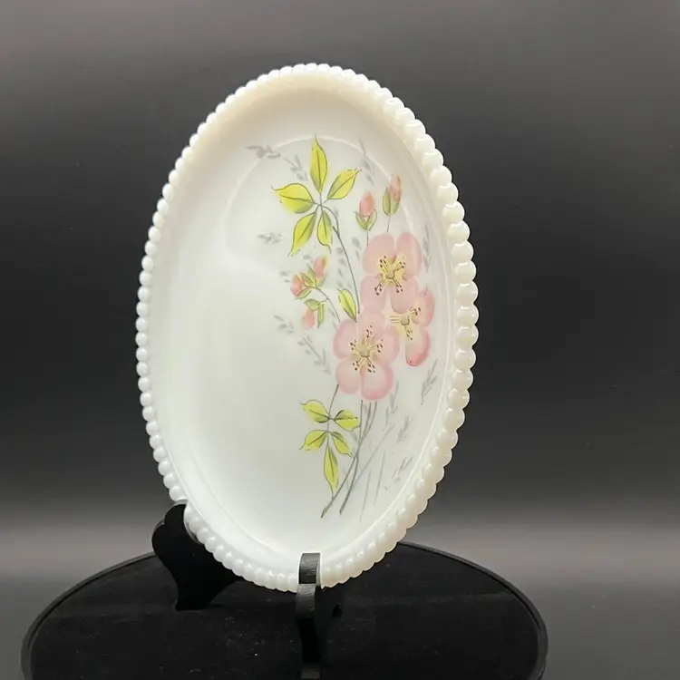 Westmoreland Painted Milk Glass Plate 1
