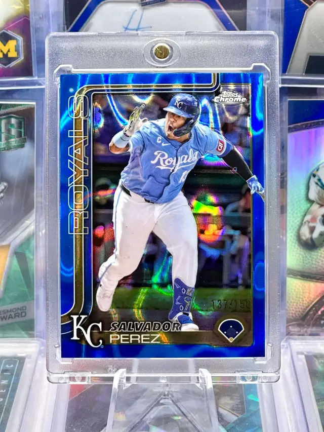 Salvador Perez 2025 Topps Chrome /150 Blue Lava Raywave Refractor SP Kansas City Royals