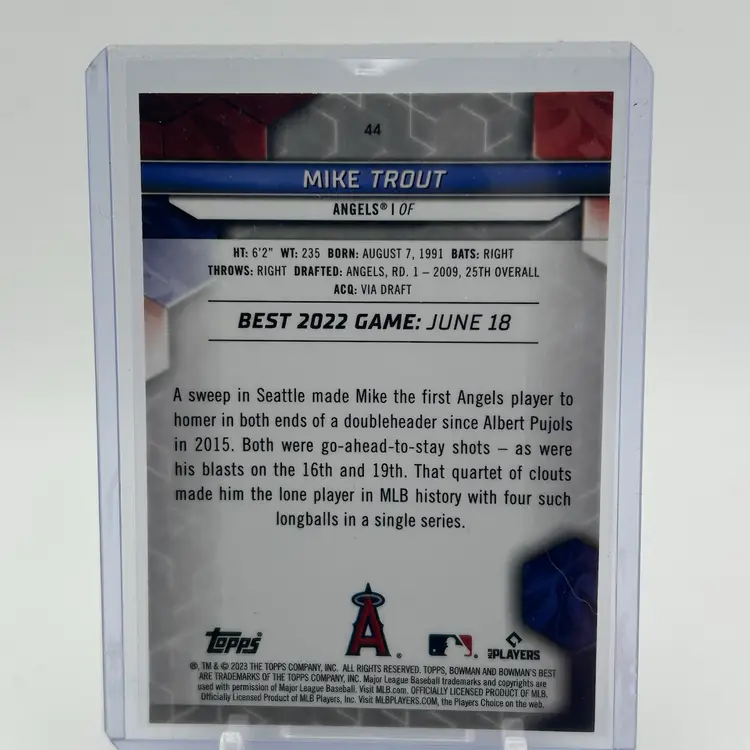 Mike Trout 2023 Bowman’s Best Los Angeles Angels