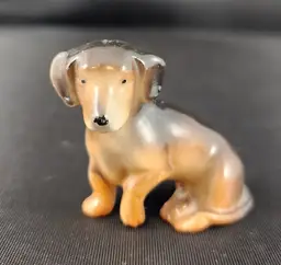 Mini Hand Painted Dachshund Weiner Brown Dog Ceramic Glossy Figurine VTG