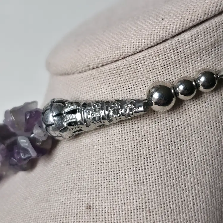 Amethyst Chip Stone Necklace 3 Strands