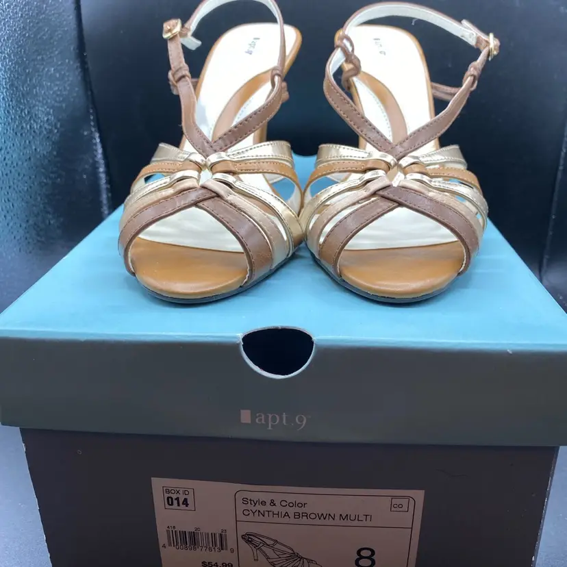 Cynthia Brown Multi Strap Scandal Size 8 Vintage 3”heels