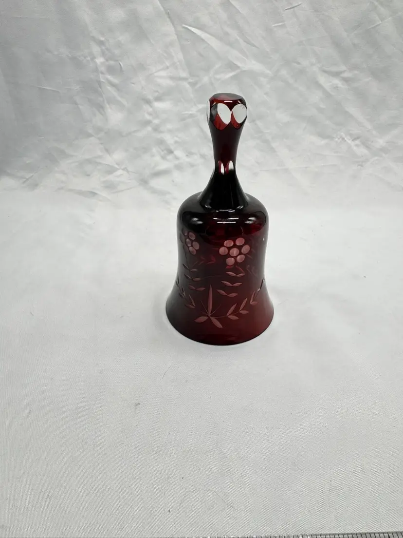 VTG Red Cut To Clear Crystal Bell