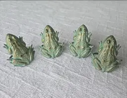 Patina Green Frog Toad Metal Napkin Ring Holders Set Of 4 Lot