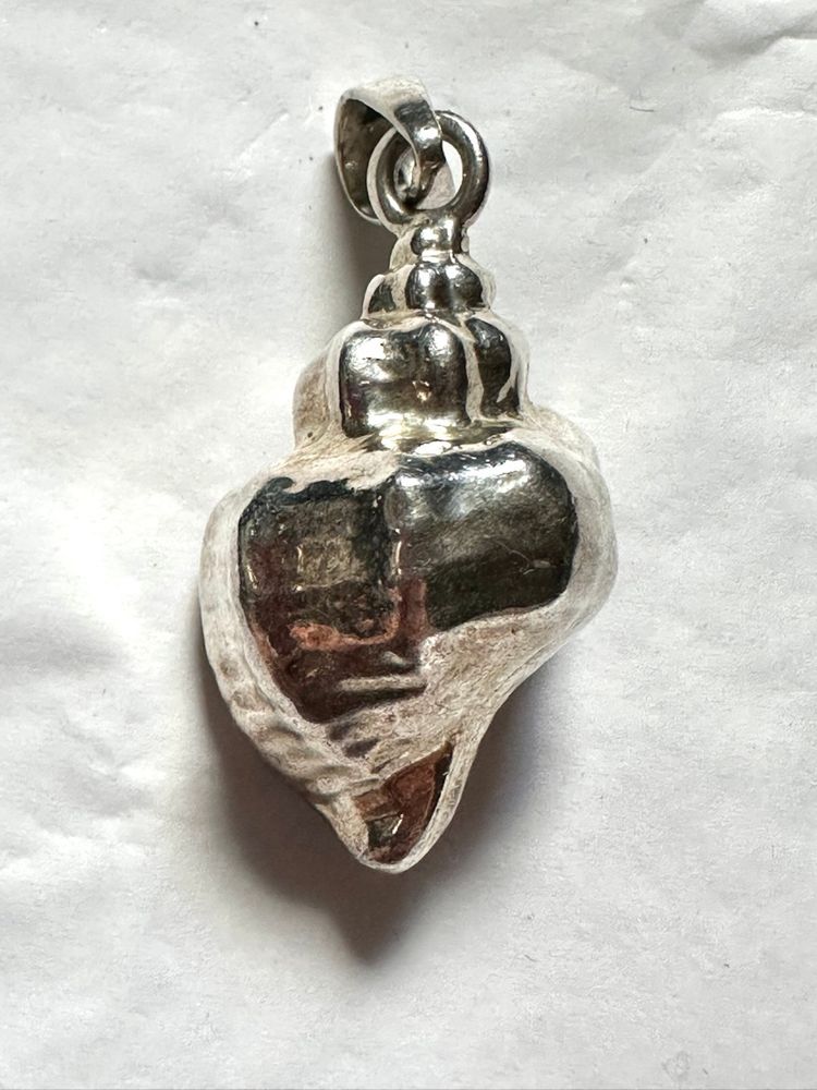 Mexico 925 Sterling Silver Conch Shell Pendant 1.5”