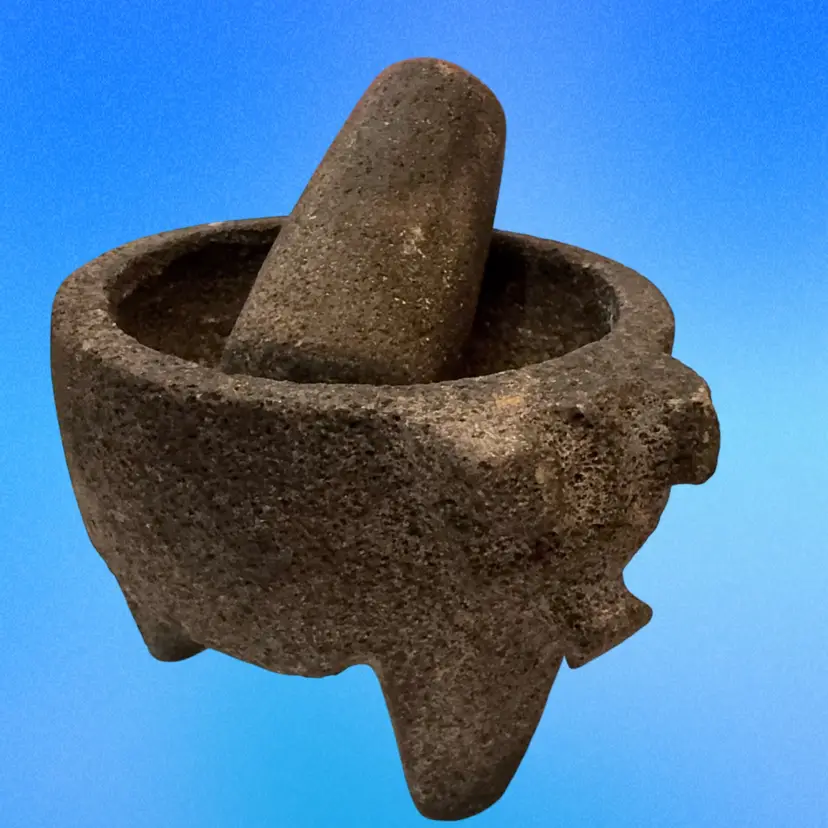 Molcajete Volcanic Lava Mortar & Pedestal Vintage Mexican