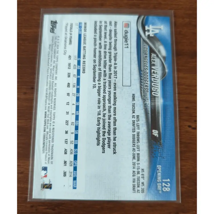 Alex Verdugo 2018 Topps Opening Day RC Boston Red Sox