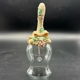 🍇Glass & Resin Fruit Basket Cottagecore Handle Bell 6.25”