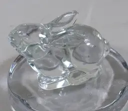 Vintage Clear Lead Crystal Bunny Rabbit 24% PbO Taiwan 3.25" x 2.25"