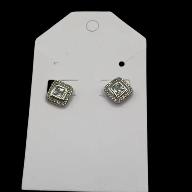Silver Tone Square Earrings