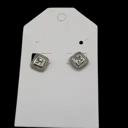 Silver Tone Square Earrings