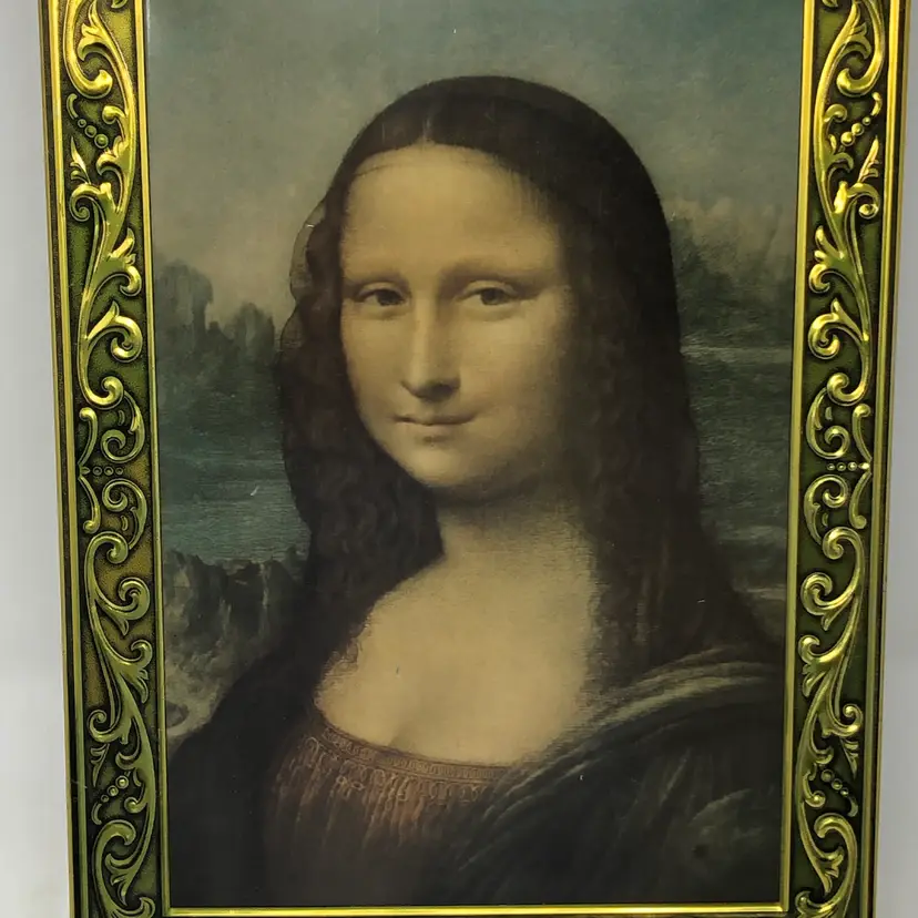 Mona Lisa Decorative Tin with Hinged Lid Made in Western Germany