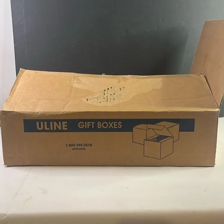 45 x Gift Boxes - 8 x 8 x 6", Kraft Pinstripe