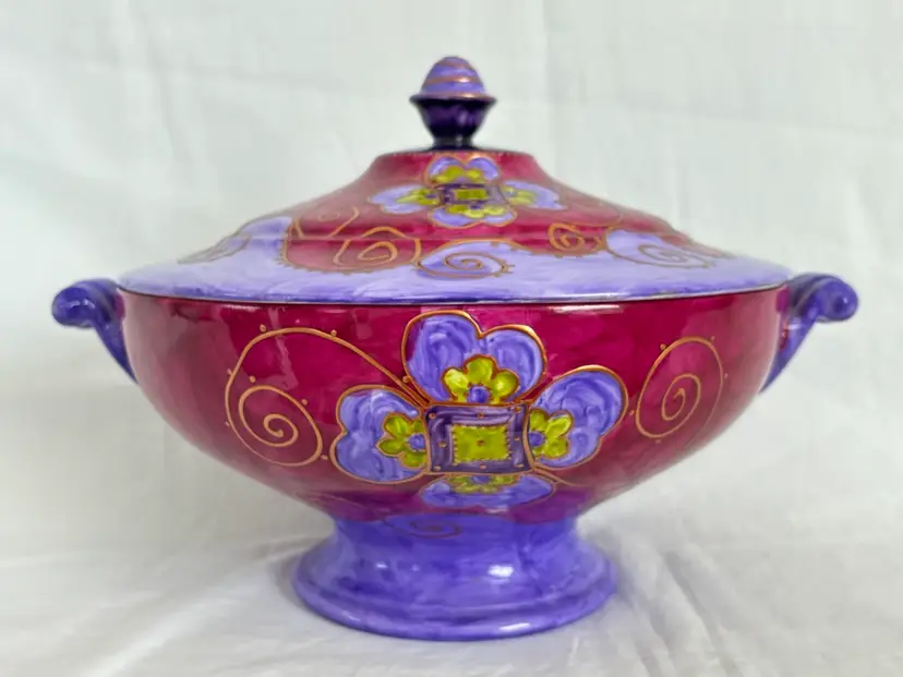#01 Signed Soizick De La Bruguiere Limoges Hand Painted Porcelain Tureen France