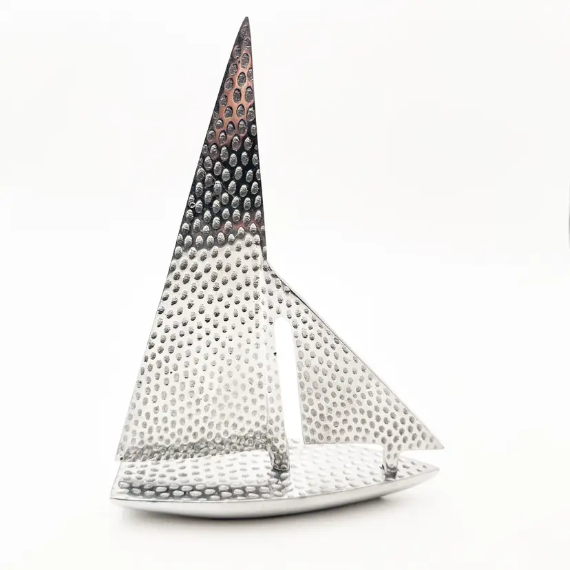 Aluminum Sailboat Metal Decor Nautical Hammered Textured Finish 13"H x 10"W