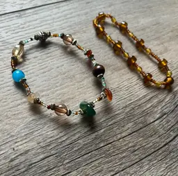 Beaded and Stone Stretch Bracelets Set of 2