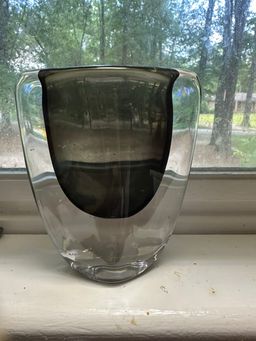 Vintage ORREFORS Nils Landberg Sommerso Vase 5" Dusk Gray Sweden Art Glass MCM