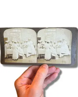 ANTIQUE 1905 SURGICAL LEG AMPUTATION STEREOVIEW PHOTO- Wounded Soldier