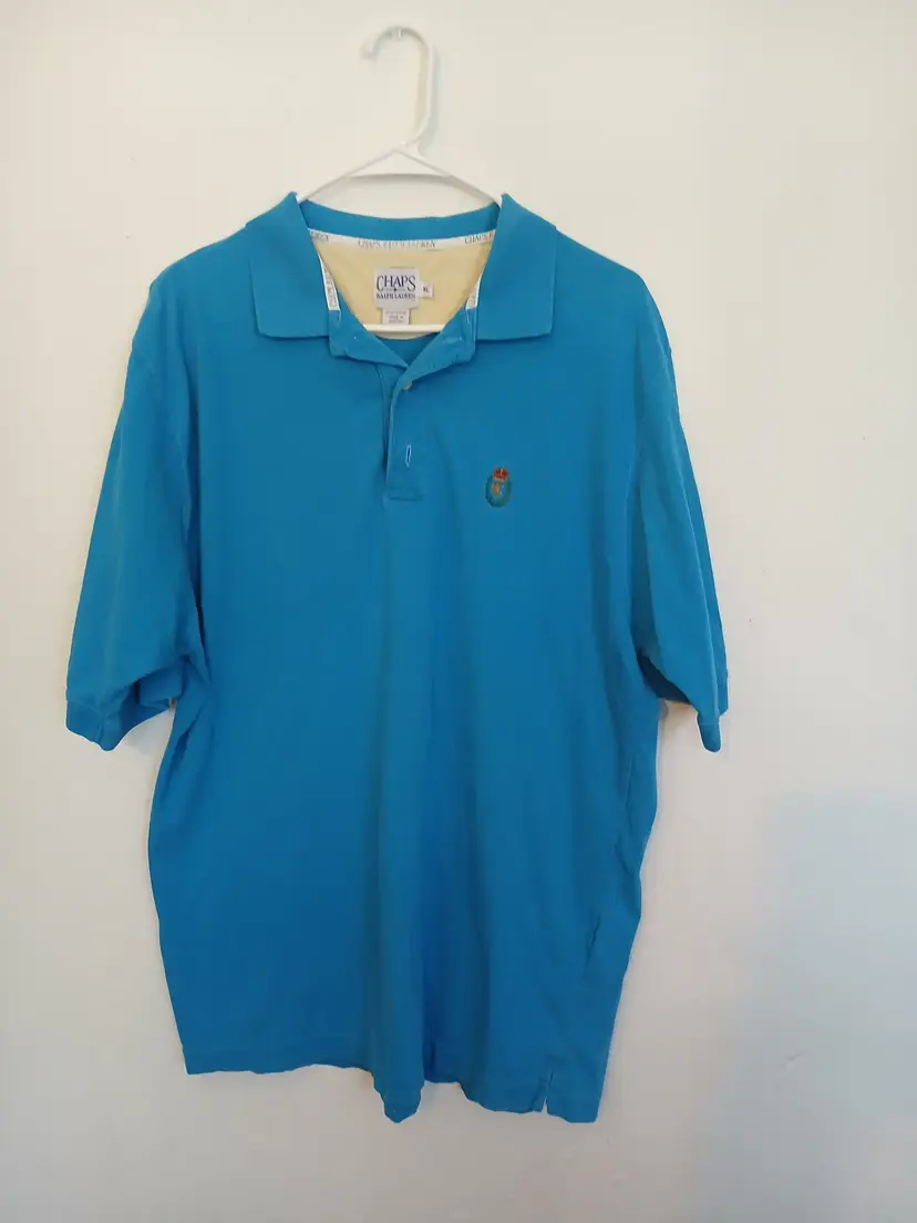 Chaps Ralph Lauren Polo Shirt Men’s XL Blue Crest Logo Short Sleeve Cotton