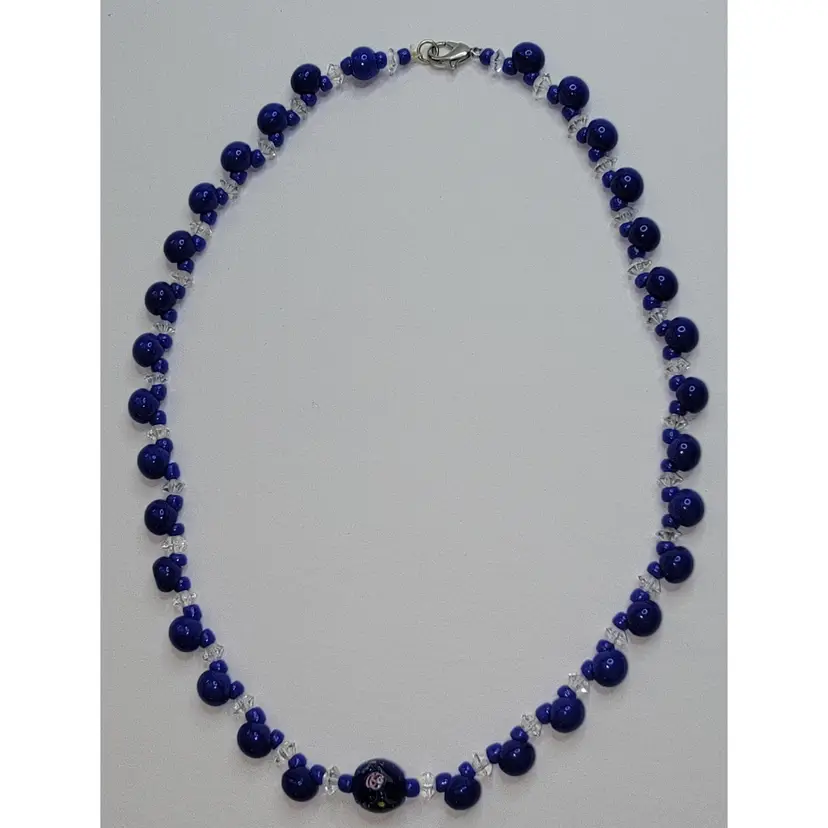 #11 Royal Blue Glass Bead Necklace