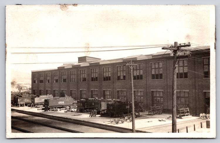 Postcard RPPC Train Engines in Rail Yard Real Photo Railway Tracks Depot -  9273