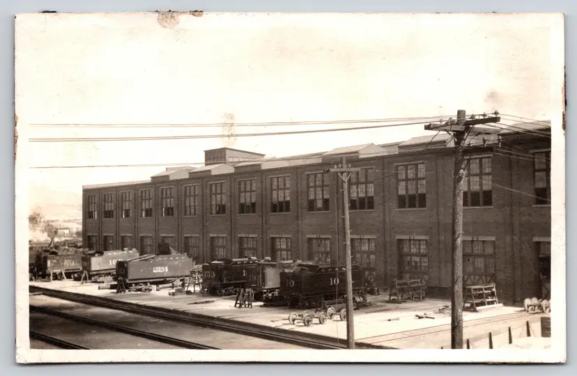 Postcard RPPC Train Engines in Rail Yard Real Photo Railway Tracks Depot - 9273
