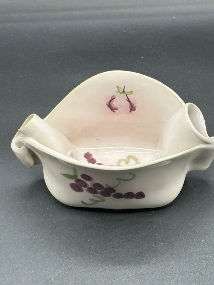 Hilborn Pottery Design – Signed - Pinch Pot - Purple/ Green/ Grape Design