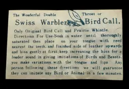 Vintage Unused Swiss Warbler Bird Call Watching Hunting Motohashi Toys Japan